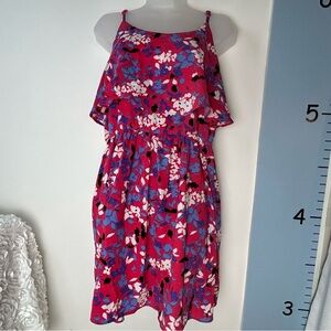 Elle Barbiecore Pink‎ Floral Mini Dress Large
